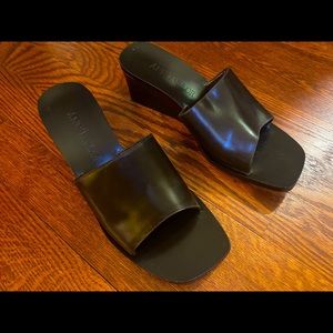 Ann Taylor, Dark Brown, sandal, size 6.5, never worn, made in Brazil